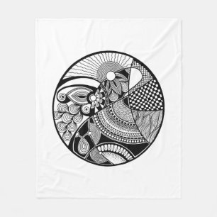 Abstract Zendala On Circle Fleece Blanket