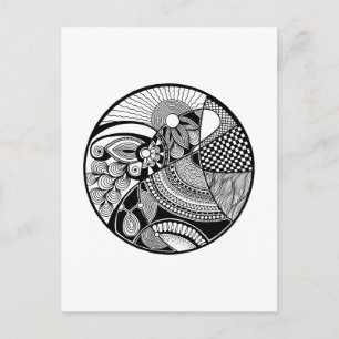Abstract Zendala On Circle Postcard