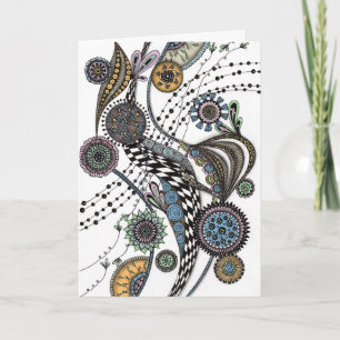 Abstract Zentangle Floral Art Blank Note Card