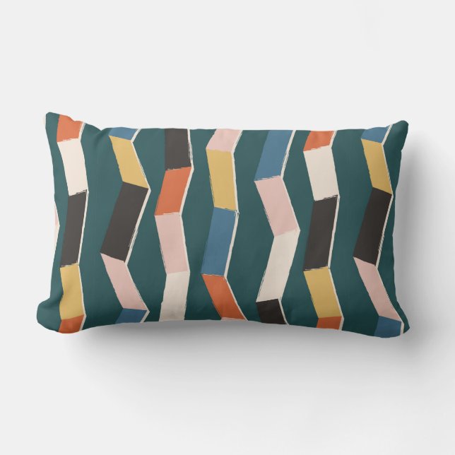 Abstract zig zag seamless pattern,hand painted irr lumbar pillow (Front)