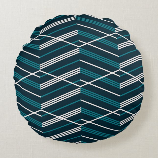 Abstract zigzag: elegant vintage geometric. round pillow (Front)