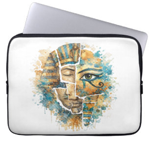 AbstractAncientEgyptian Pharaoh with Eye of Horus Laptop Sleeve