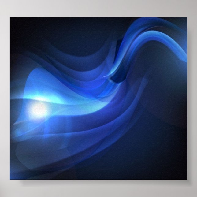 AbstractBlueWavesVectorBackground ROYAL BLUE BLACK Poster (Front)