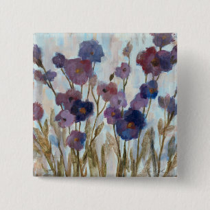 Abstracted Florals In Purple 2 Inch Square Button