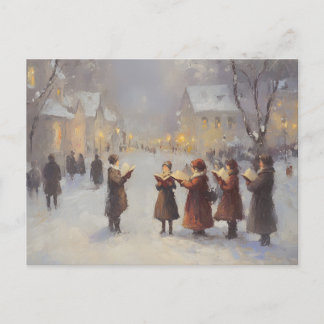 Abstracted Painting Christmas Carolers Postcard