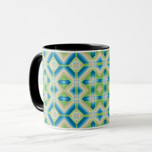 Abstraction geometric shapes blue green white elem mug