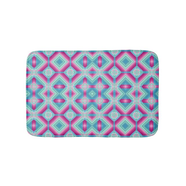 Abstraction geometric shapes blue pink turquoise e bath mat (Front)