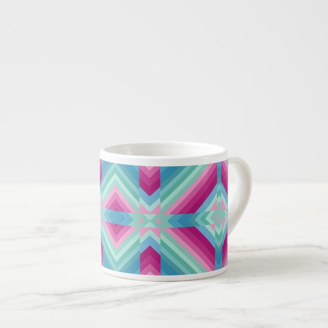 Abstraction geometric shapes blue pink turquoise e espresso cup (Front Right)