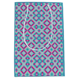 Abstraction geometric shapes blue pink turquoise e medium gift bag