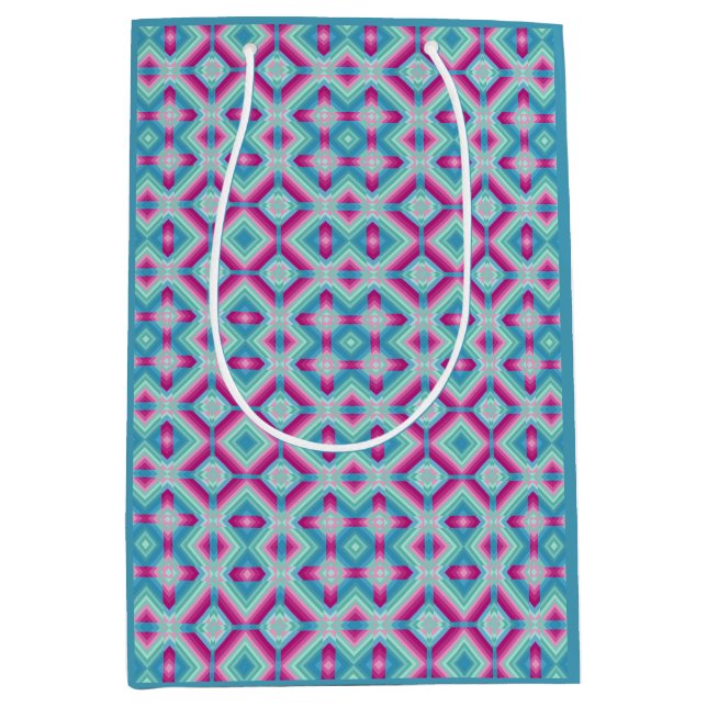 Abstraction geometric shapes blue pink turquoise e medium gift bag (Front)