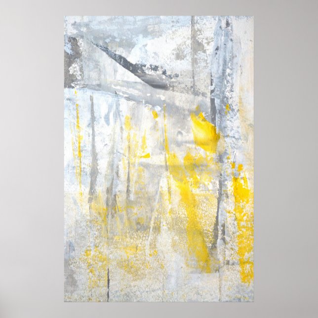 'Abstraction' Gray and Yellow Art Poster Print (Front)