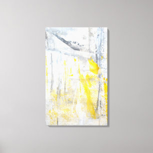 'Abstraction' Grey and Yellow Art Canvas Print