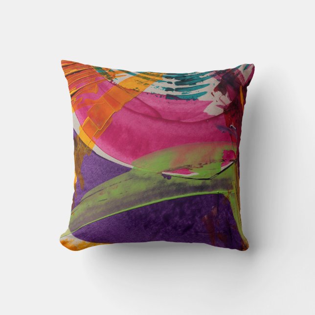 Abstractly Multi Colour Art Throw Pillow (Front)