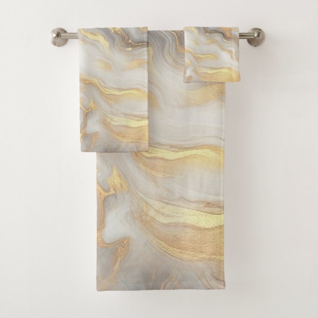 Abstracts featuring Gold, silver, Marble Texture  Bath Towel Set (Insitu)