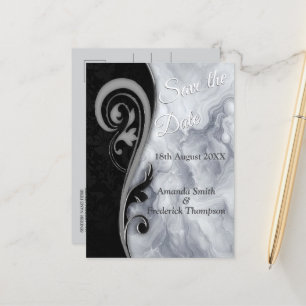 Abstracts Gold on Black & Mixed Marble Textures Announcement Postcard