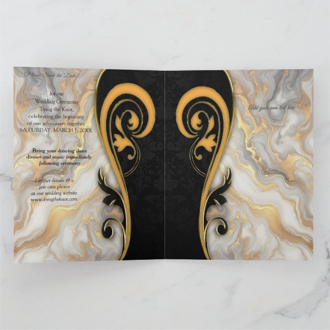 Abstracts Gold on Black & Mixed Marble Textures Card (Inside)
