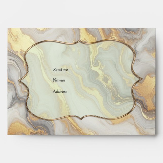 Abstracts Gold on Black & Mixed Marble Textures Envelope (Front)
