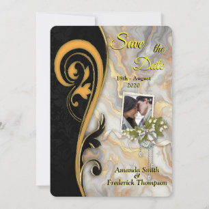 Abstracts Gold on Black & Mixed Marble Textures Invitation