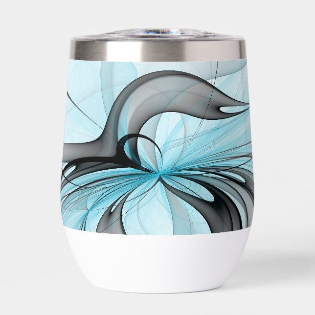 Abstrait Anthracite Gris Bleu Moderne Fractage Art (Avant)