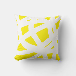 Abstrait Art Blanc Sur Coussin Jaune Jaune
