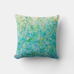 Abstrait Art Turquoise bleu clair Coussin jaune
