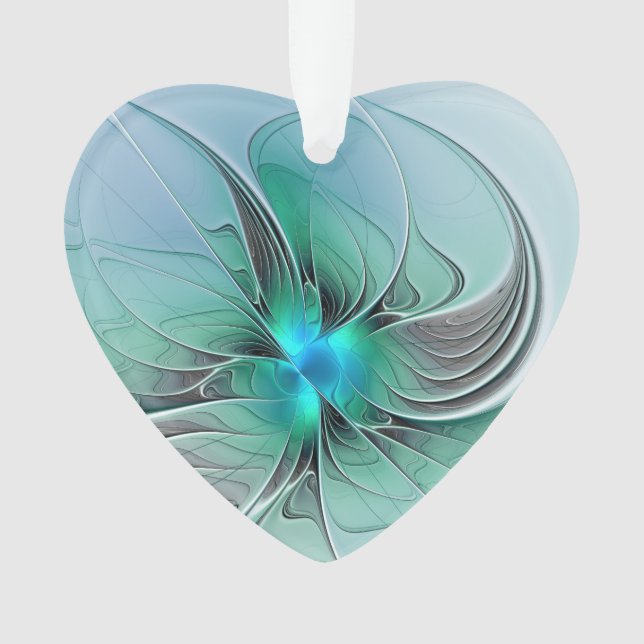 Abstrait Avec Bleu, Moderne Fractal Art Heart (devant)