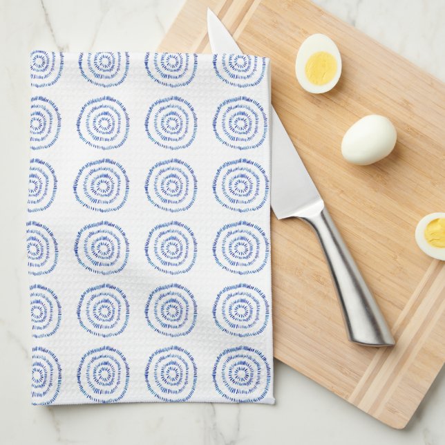 Abstrait Blue Coastal Motif Serviette de cuisine (Quart Plié)