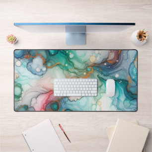 Abstrait en rose, sarcelle, bleu et or