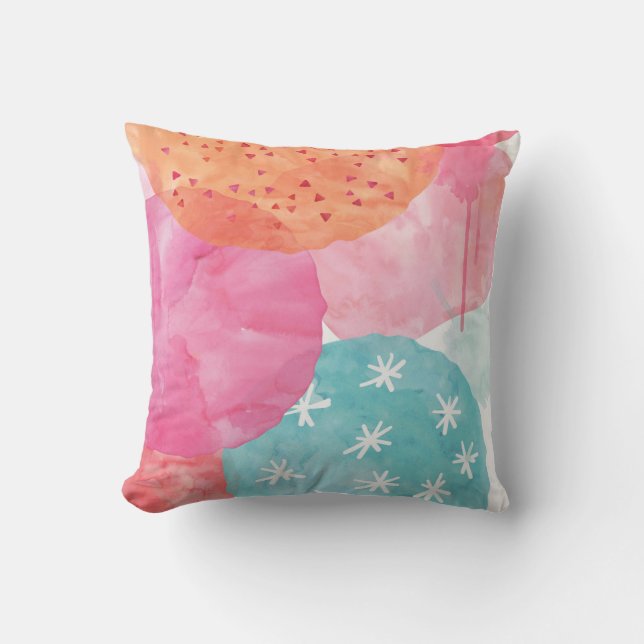 Abstrait Enfants Coussin rose, bleu, orange (Recto)