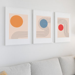 Abstrait ensemble minimaliste d'art mural du milie