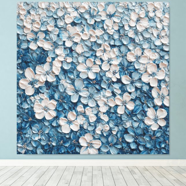 Abstrait Fleur Bleu Dense Art Mural (Insitu (Plancher de Bois))