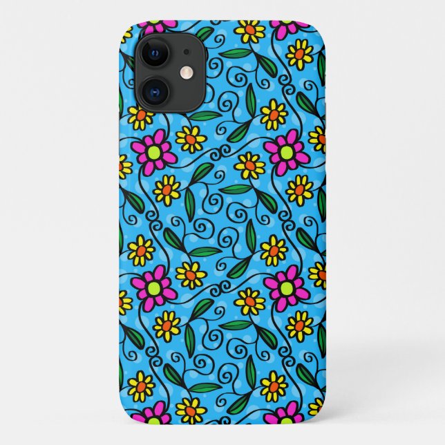 Abstrait Floral iPhone 11 Coque (Dos)
