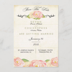 Abstrait Floral Rose & Crème Enregistrer La Carte