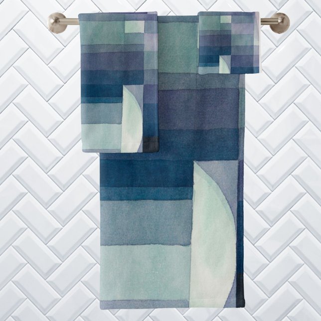 Abstrait géométrique moderne contemporain (Geometric bathroom towel set)
