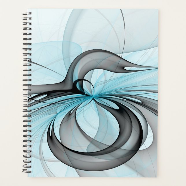 Abstrait Gris Bleu Anthracite Art Fractal Moderne (Devant)