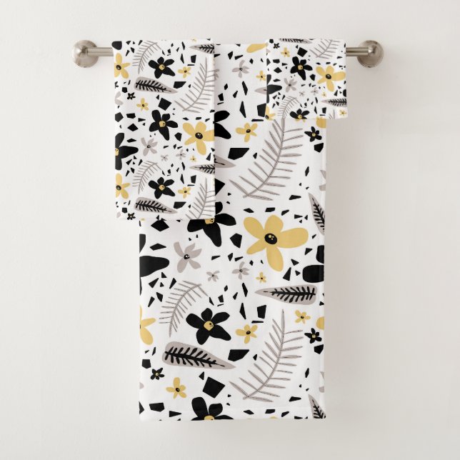 Abstrait Gris jaune noir gris sans joint motif flo (En situation)