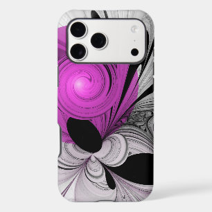 Abstrait gris noir avec art fractal magenta