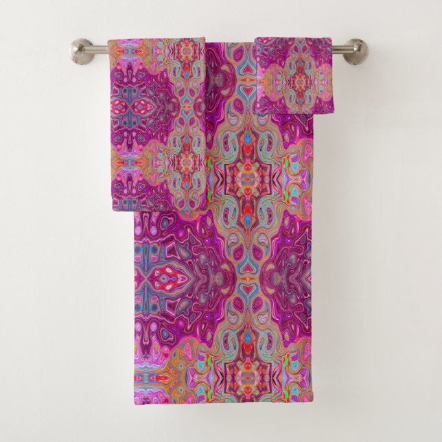 Abstrait Magenta Pink, Bleu et Rouge Motif Super (En situation)