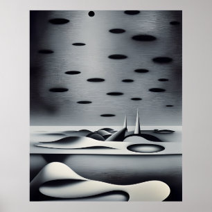 Abstrait moderne gris noir blanc formes Poster