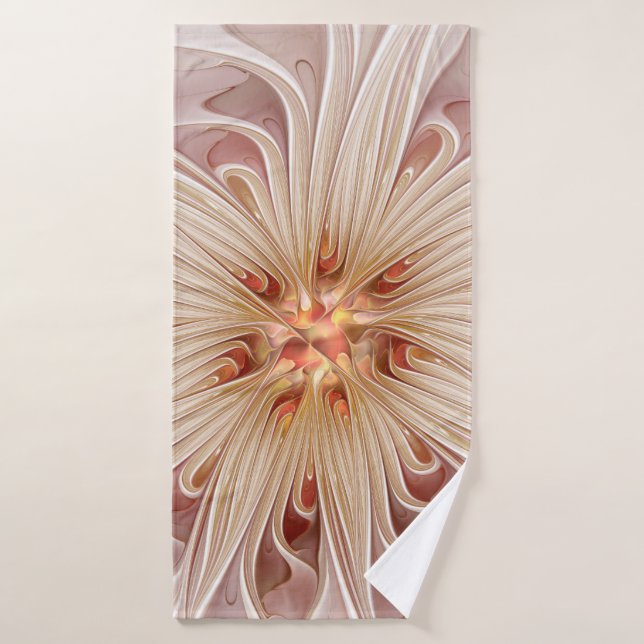 Abstrait Moderne Peach Pastel Flower Fractal Art (Serviette de bain)