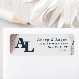 Abstrait Moonlight Blue Monogram Adresse de retour