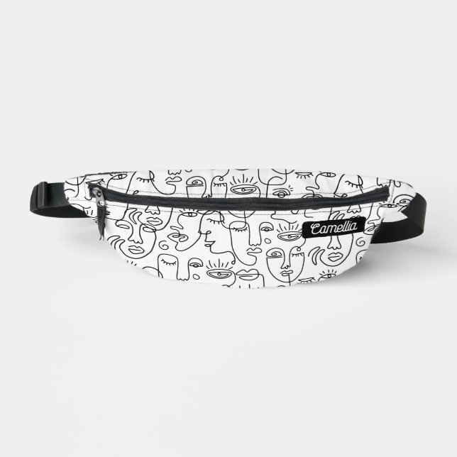 Abstrait  noir blanc ligne de visage Motif (Recto)