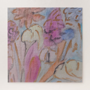 Abstrait Pastel Floral Jigsaw Puzzle