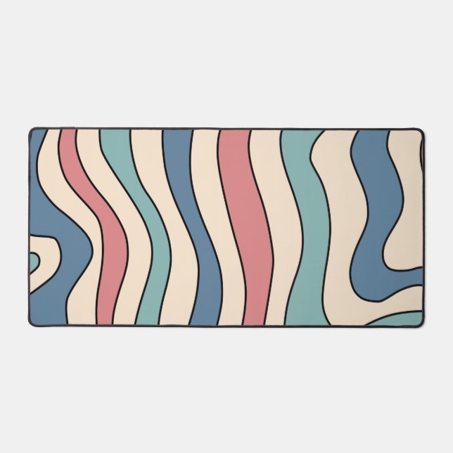 Abstrait Retro les années 70 marbre Bleu Rouge Sup (Recto)