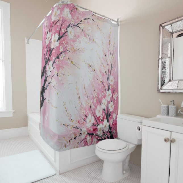 Abstrait rideau de douche en fleur de cerisier (En situation)