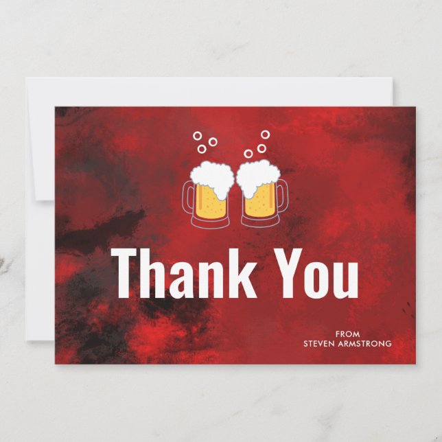 Abstrait rouge moderne avec Merci de Mugs de bière (Devant)