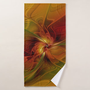 Abstrait Rouge Orange Brown Vert Fractal Art Flowe