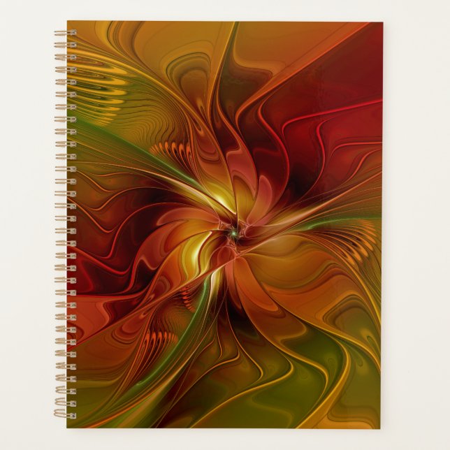 Abstrait Rouge Orange Brown Vert Fractal Art Flowe (Devant)