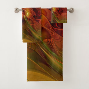 Abstrait Rouge Orange Brown Vert Fractal Art Flowe