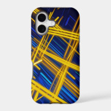 Abstrait Sci-Fi Géométrique Sombre Néon Bleu Jaune